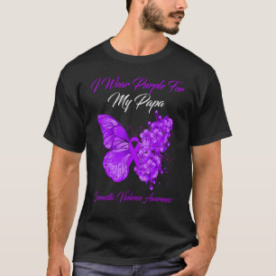 T-shirt Papillon Je Porte Violet Pour Mon Papa Viole Domes