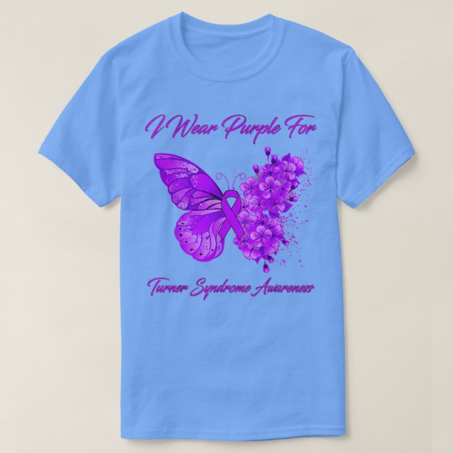 T-shirt Papillon Je Porte Violet Pour Turner Syndrome Awar (Design devant)