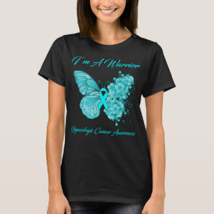 T-shirt Papillon Je suis un guerrier Cancer gynécologique