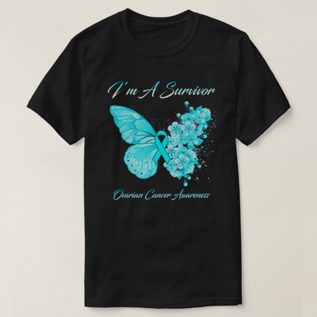 T-shirt Papillon Je suis un survivant Conscience du cancer (Design devant)