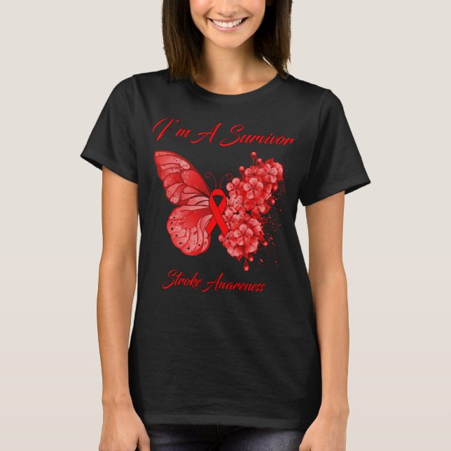 T-shirt Papillon Je suis un survivant Sensibilisation aux  (Devant)