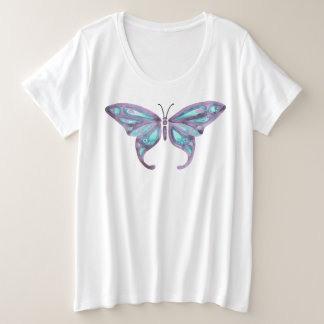 T-shirt papillon, lavande et Turquoise plus taille