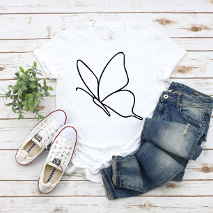 T-shirt Papillon Ligne d'Art –  Illustration d'Insecte Uni