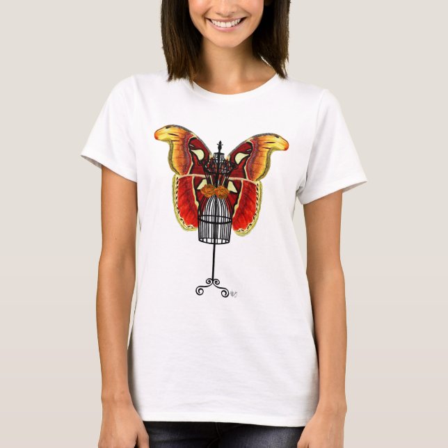 T-shirt Papillon Mannequin Rouge Et Jaune (Devant)