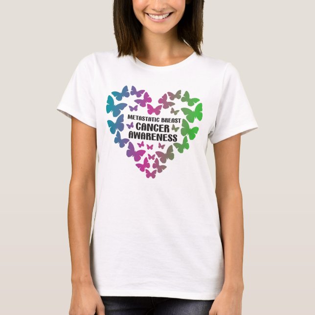 T-shirt Papillon Métastatique Sensibilisation au cancer du (Devant)