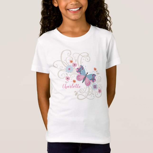 T-Shirt Papillon mignonne fille (Devant)