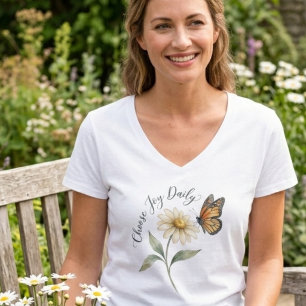 T-shirt Papillon Monarch aquarelle et marguerite