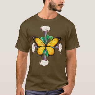 T-shirt Papillon Monarque avec mandala feuille de fleurs d