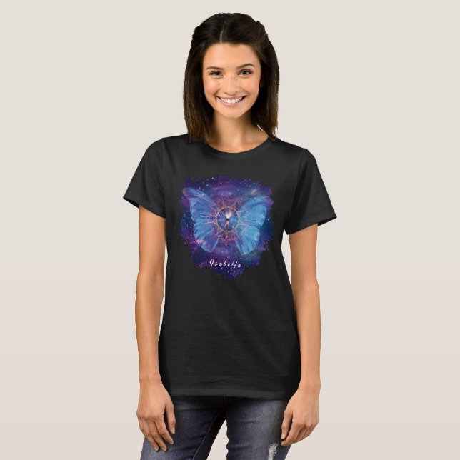 T-shirt Papillon morpho / Galaxie Mandala (Devant entier)