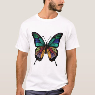 T-shirt Papillon mosaïque aux couleurs de l'arc-en-ciel