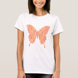 T-shirt Papillon, motif abstrait en rose, orange, pêche