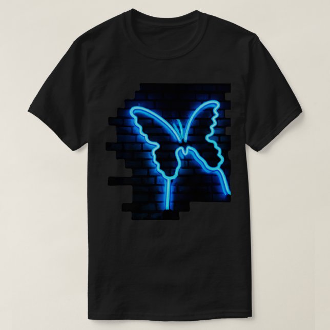 T-shirt Papillon néon sur un mur de briques (Design devant)