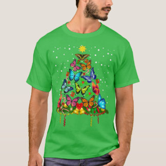 T-shirt Papillon Noël Arbre Lumières Femmes Filles Noël B