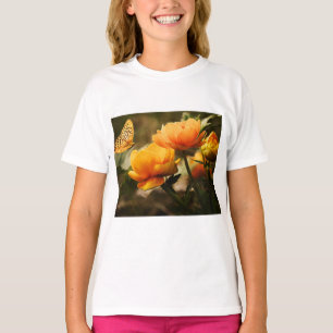 T-shirt Papillon orange et fleurs