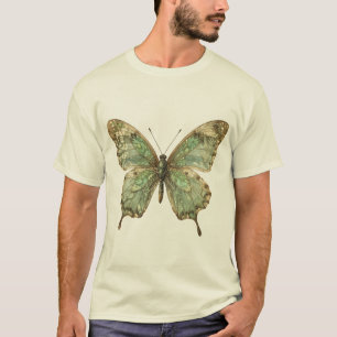 T-shirt Papillon Orné aux Ailes à Motif de Feuille