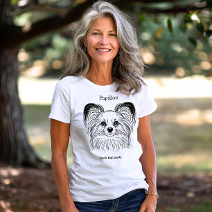 T-shirt Papillon Portrait Black Line Illustration