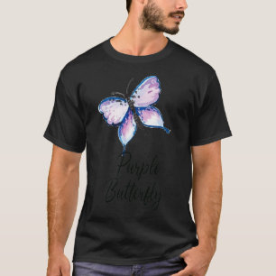 T-shirt Papillon pourpre Belle aquarelle illustration