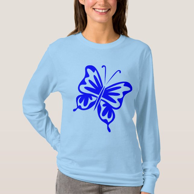 T-shirt Papillon rétro - Bleu (Devant)