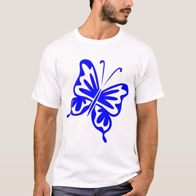 T-shirt Papillon rétro - Bleu (Devant)
