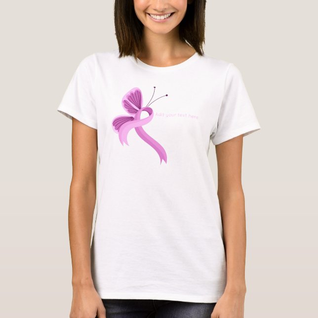 T-shirt papillon rose de sensibilisation (Devant)