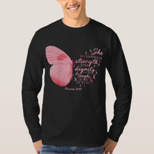 T-shirt Papillon rose Ruban Cancer du sein Femme religieus