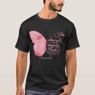 T-shirt Papillon rose Ruban Cancer du sein Femme religieus