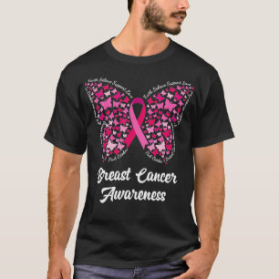 T-shirt Papillon rose ruban pour les femmes Cancer du sein
