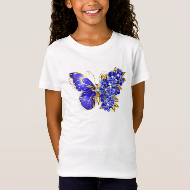 T-Shirt Papillon saphir à fleurs (Devant)
