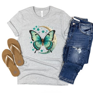 T-shirt Papillon sarcelle étoiles croissant de lune célest