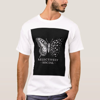 T-shirt Papillon sélectivement sociable, sarcastique, humo