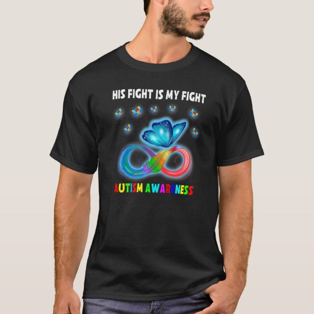 T-shirt Papillon Son combat est ma Sensibilisation sur l'a (Devant)
