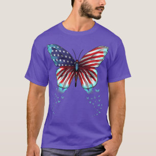 T-shirt Papillon USA Drapeau mignon 4 juillet drôle améric