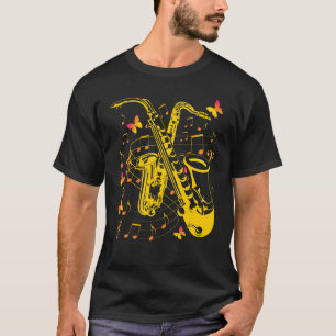 T-shirt Papillons aux instruments de musique Saxophoniste