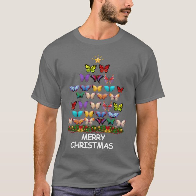 T-shirt Papillons Christmasree Joyeux garçon de Noël (Devant)