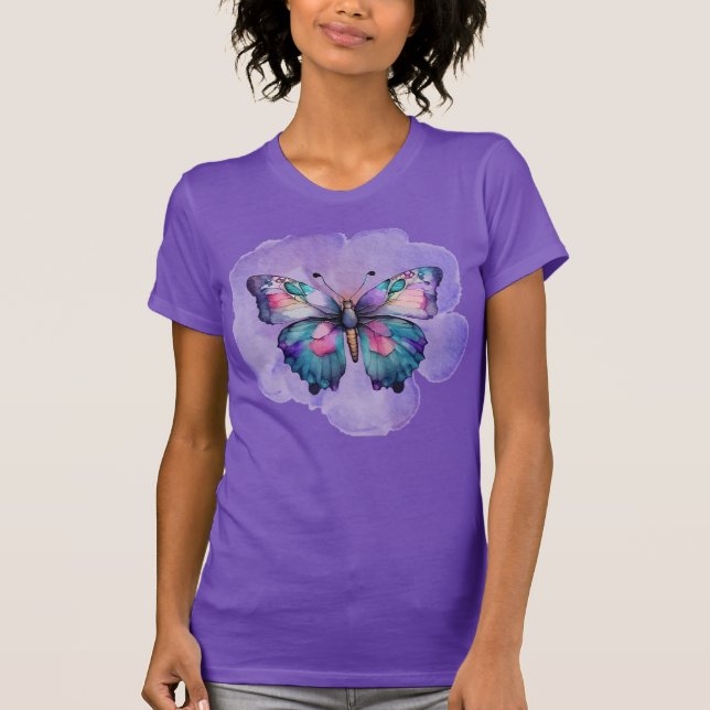 T-shirt Papillons et fleurs aquarelles (Devant)
