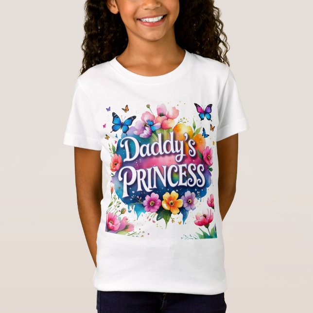 T-Shirt Papillons et fleurs Princesse de papa (Devant)