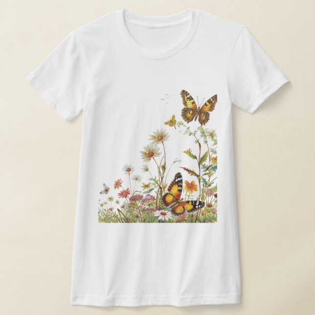 T-shirt Papillons fleur sauvage (Poser)