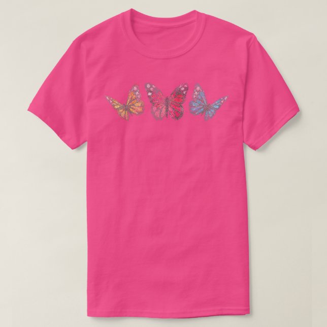T-shirt Papillons Fleurs de jardin Boutique Fleurs (Design devant)
