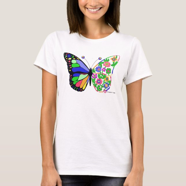 T-shirt Papillons, Fleurs L'Amour Pulmonaire (Devant)