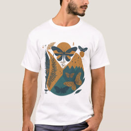 T-shirt papillons gracieux sur un papier doux et subtil