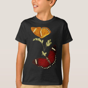 T-shirt Papillons Monarque Rouge Et Brown - Graphique Déta