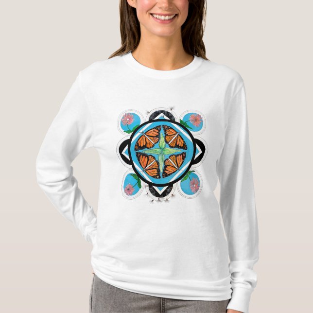 T-shirt Papillons monarques et algues (Devant)