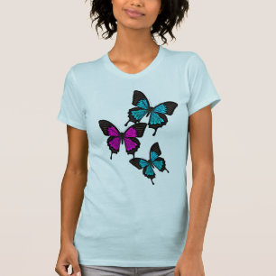 T-shirt Papillons/papillons bleus/roses/noirs/papillons/av