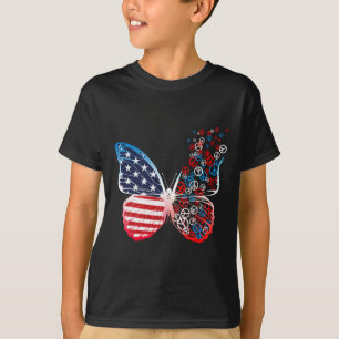 T-shirt Papillons Patriotiques Signes De Paix 4 Juillet Us