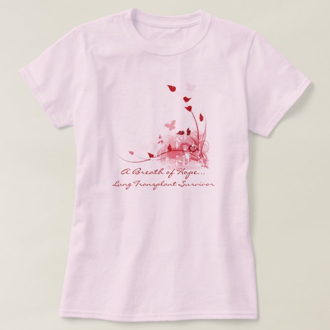 T-shirt Papillons roses - chemise de survivant de greffe (Design devant)