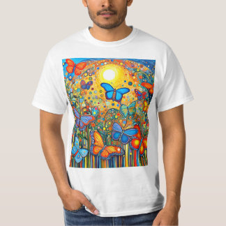 T-shirt Papillons s'élevant au lever du soleil