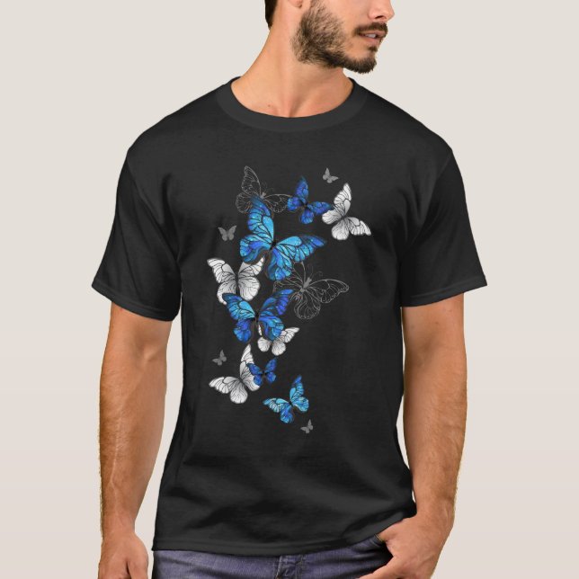 T-shirt Papillons volants bleus Morpho (Devant)