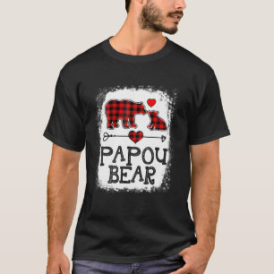 T-shirt Papou Ours Pajama de Noël Buffle Rouge Plaid Fami