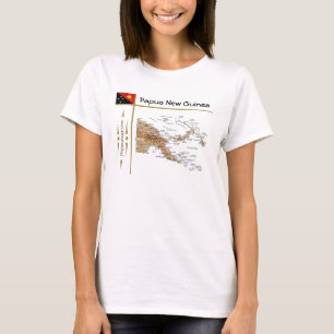 T-shirt Papouasie-Nouvelle-Guinée Carte + Drapeau + Titre