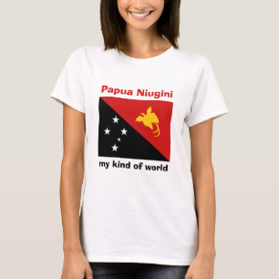 T-shirt Papouasie-Nouvelle-Guinée Drapeau + Carte + Texte